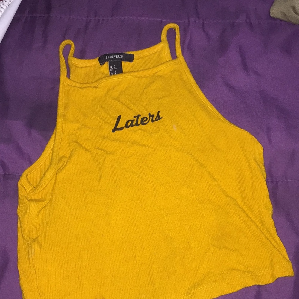 F21 yellow crop top